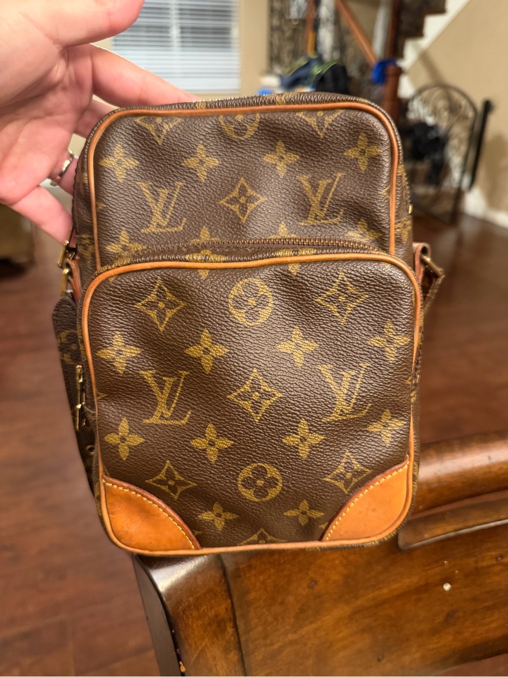 Authentic Louis Vuitton Regular Size Amazon Brown Monogram Canvas Crossbody Bag